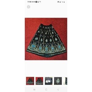 Vintage Take Two Skirt Maxi M Broomstick Full Peasant Sequined Hand Embroidered